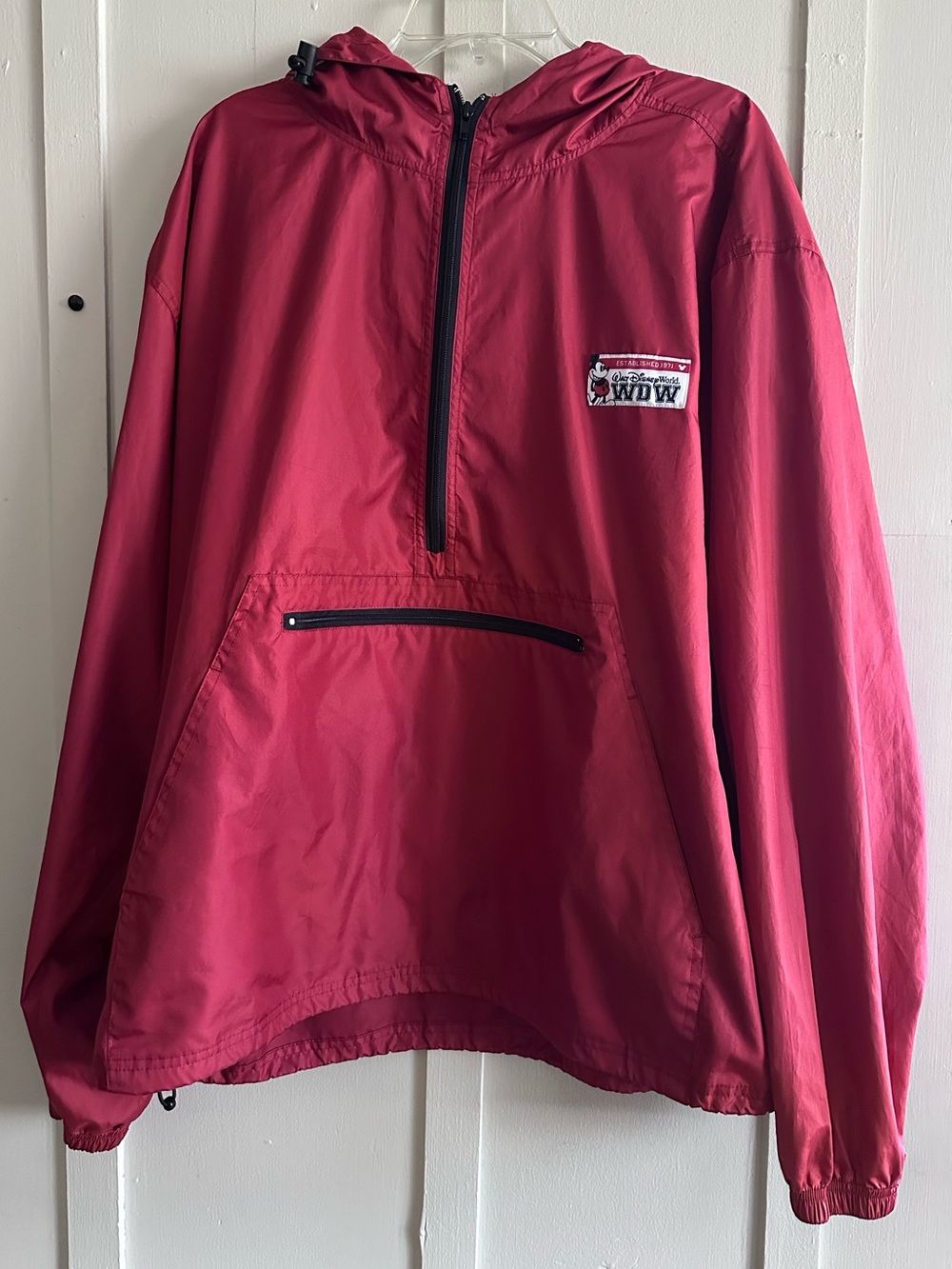 Walt Disney World · Red Y2K Windbreaker with pocket and WDW Logo Patch (XXL)